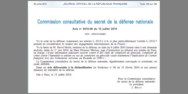 Image:France : certains documents sur le génocide des Tutsi ne seront pas déclassifiés